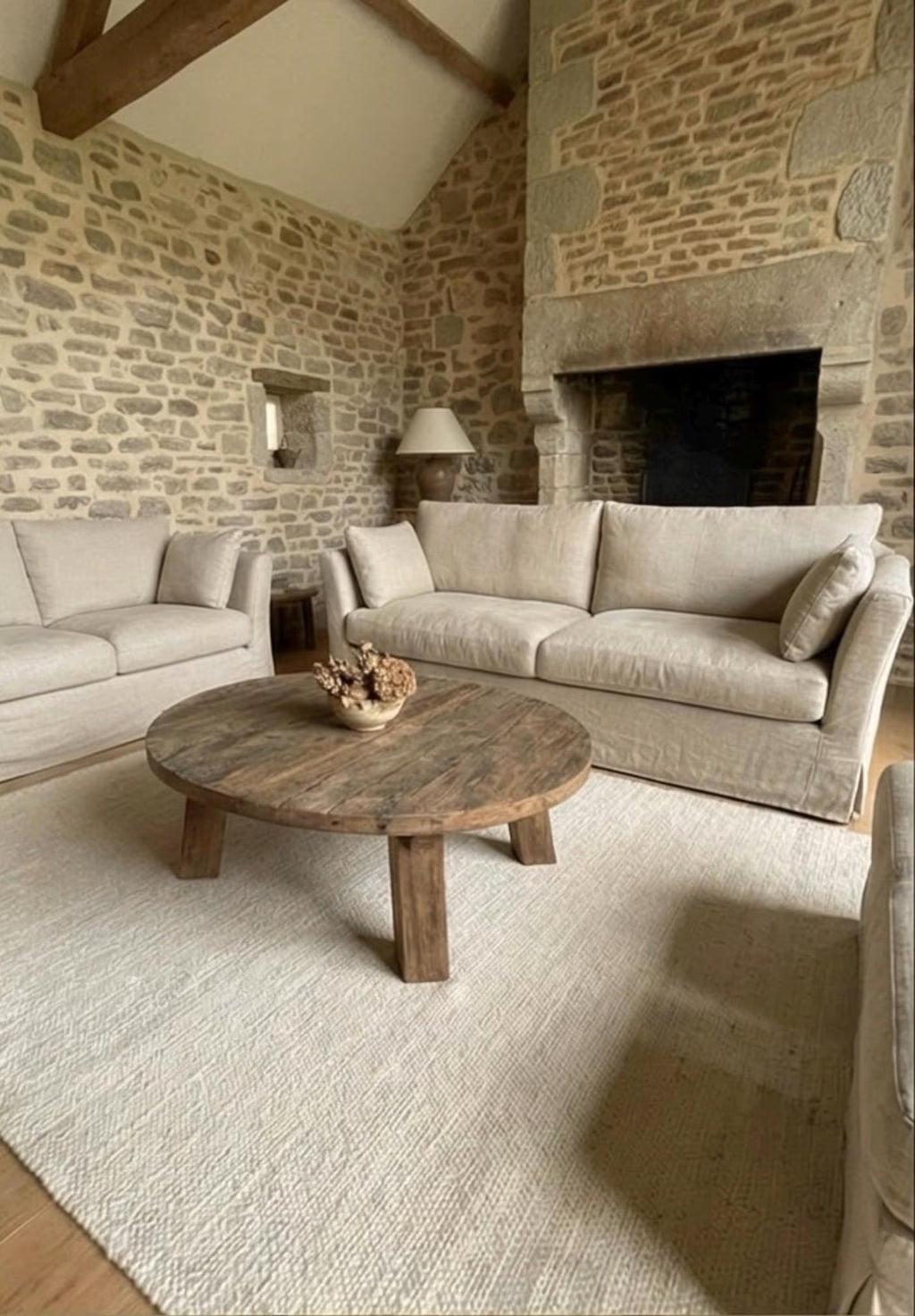 Reclaimed Barn Wood Coffee Table – Rustic round Handmade Wabi Sabi Furniture