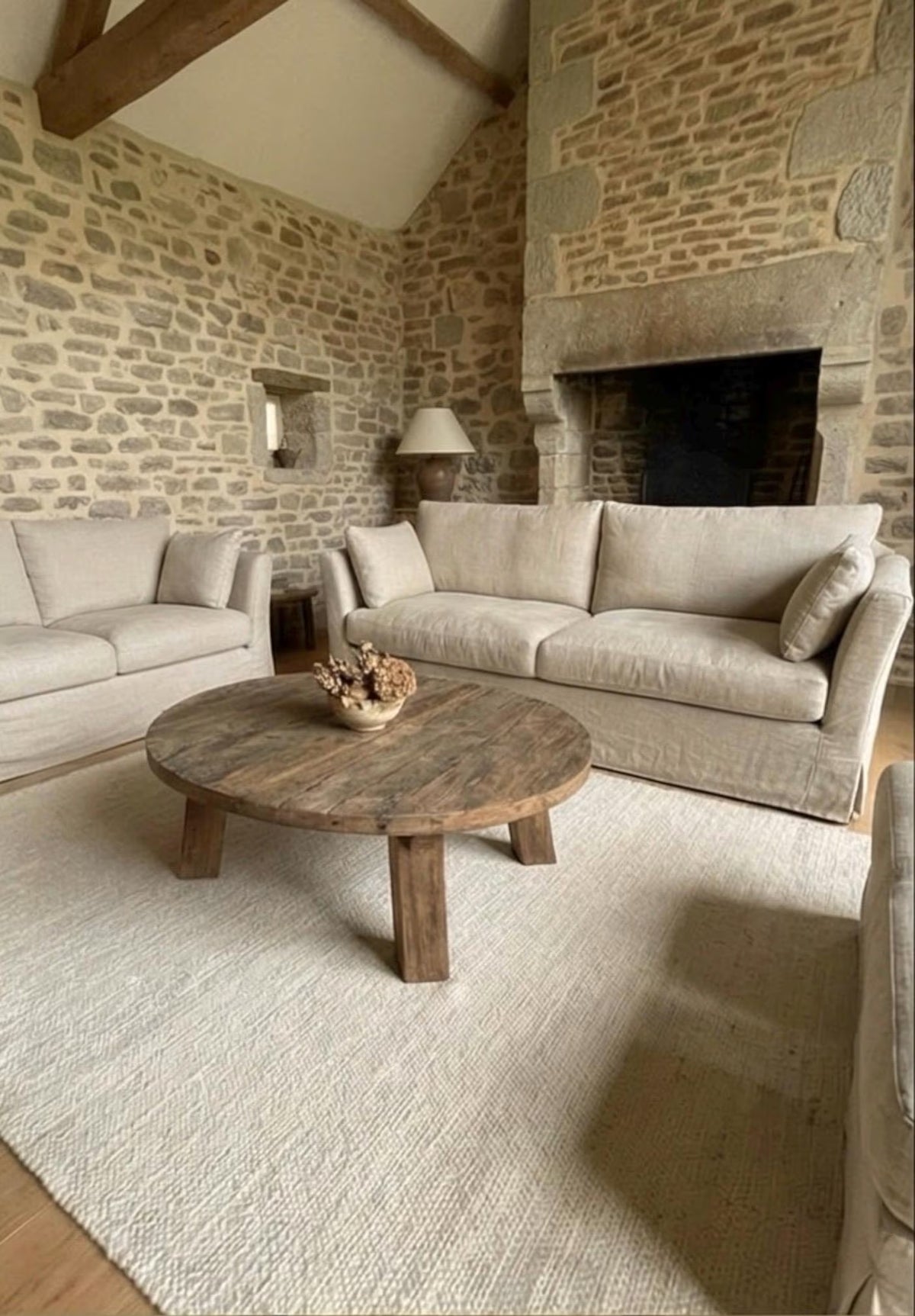 Reclaimed Barn Wood Coffee Table – Rustic round Handmade Wabi Sabi Furniture