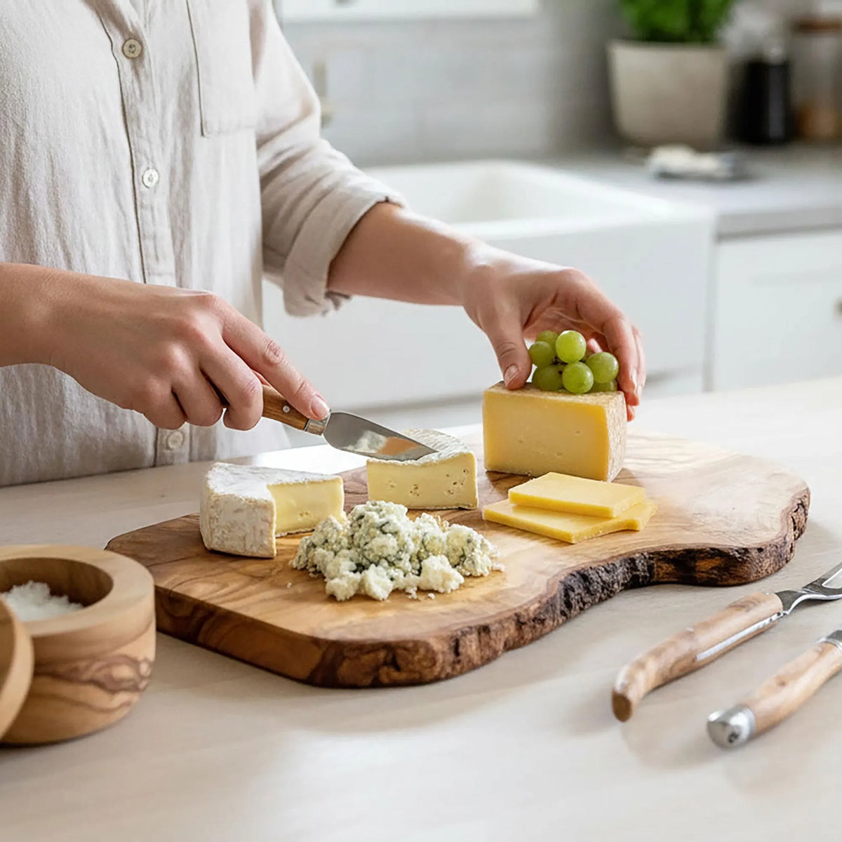 Rustic Olive Wood Cutting, Chopping, Cheese Board | Rustic and Organic Cheeseboard | Sustainable, No Plastic, Glue or Chemicals