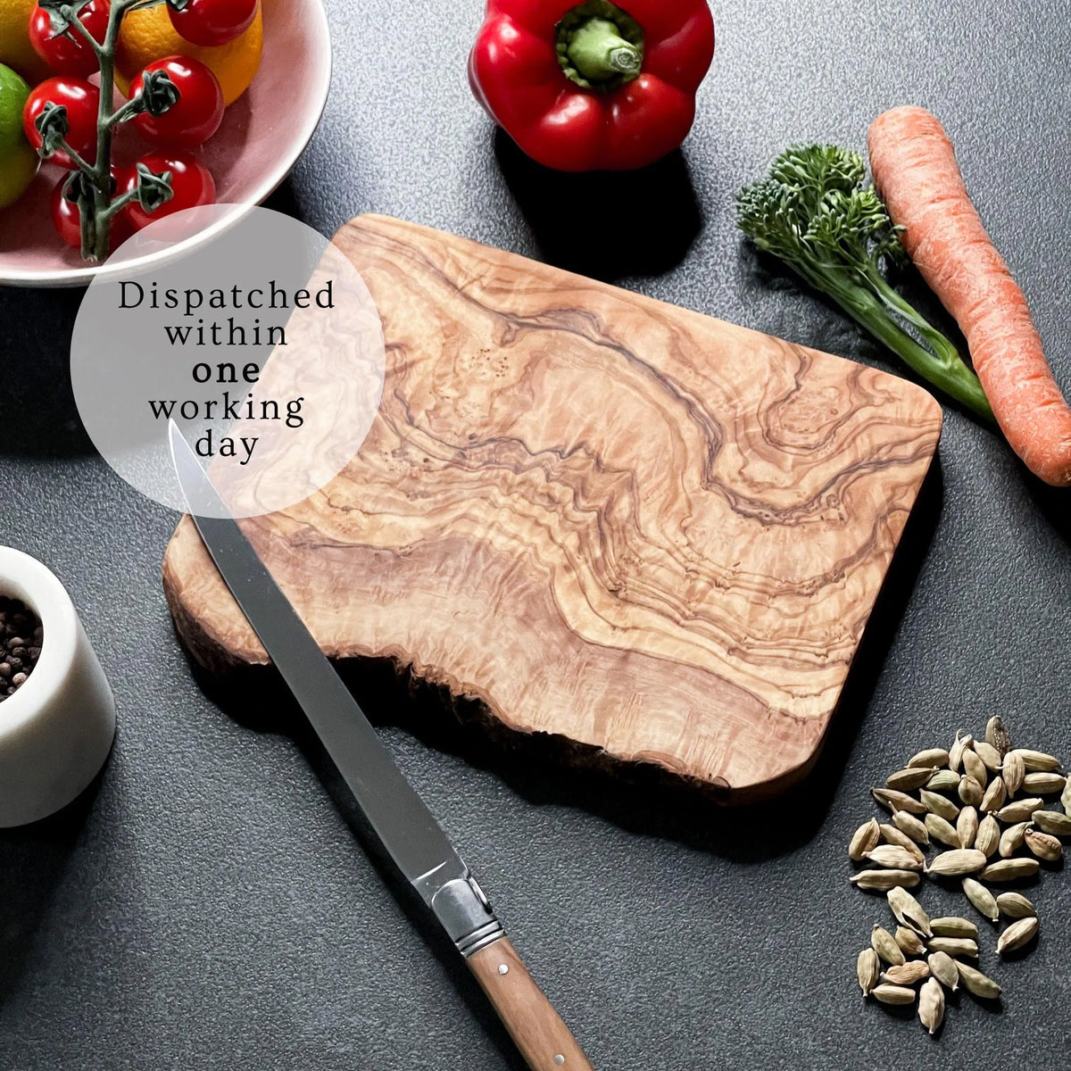 Rustic Olive Wood Cutting, Chopping, Cheese Board | Rustic and Organic Cheeseboard | Sustainable, No Plastic, Glue or Chemicals