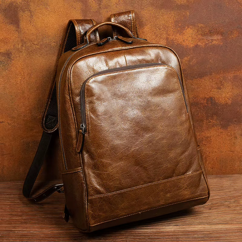Handmade Leather Backpacks Men and Women'S Leather Leisure Outdoor Travel Bags Business Computer Backpack Tide