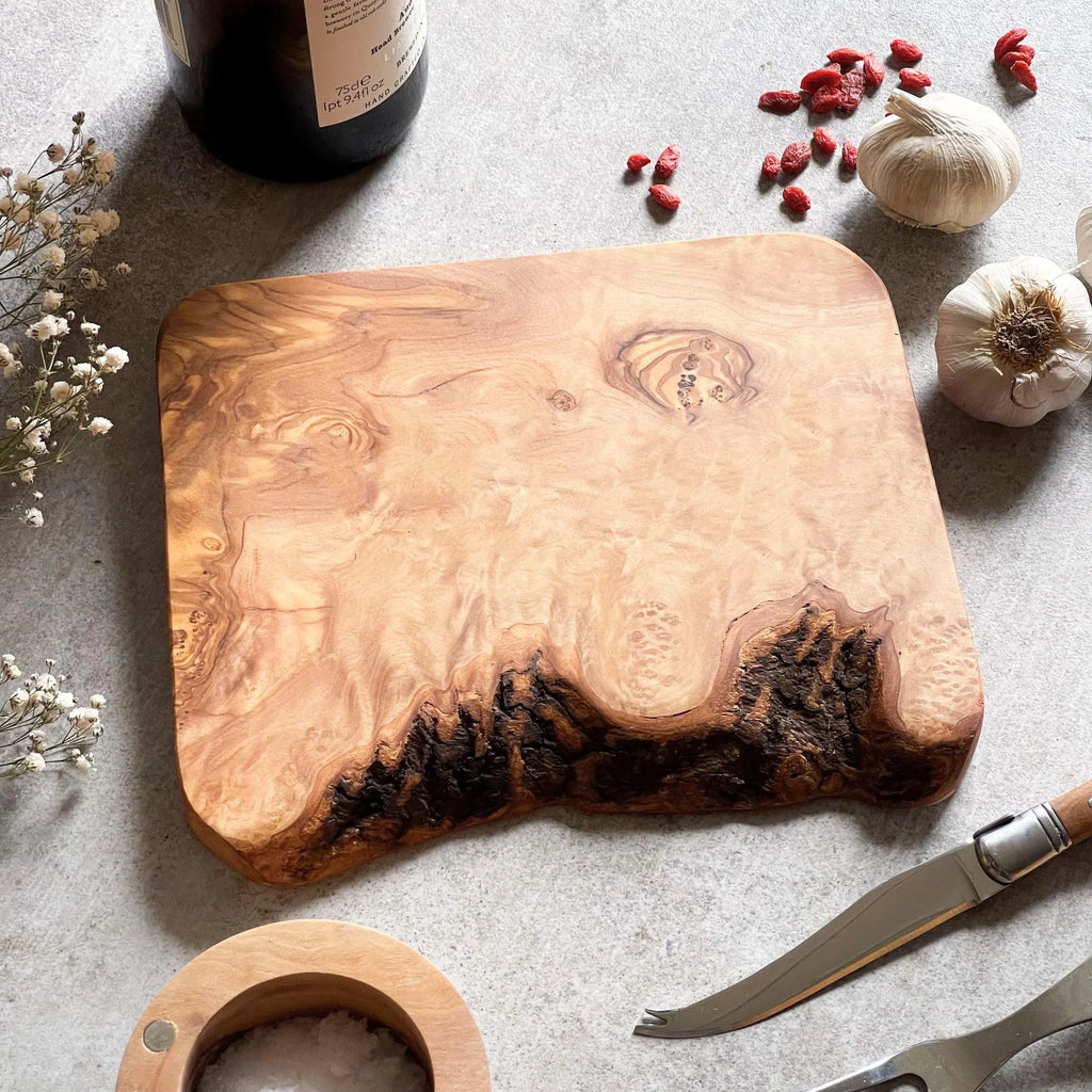 Rustic Olive Wood Cutting, Chopping, Cheese Board | Rustic and Organic Cheeseboard | Sustainable, No Plastic, Glue or Chemicals