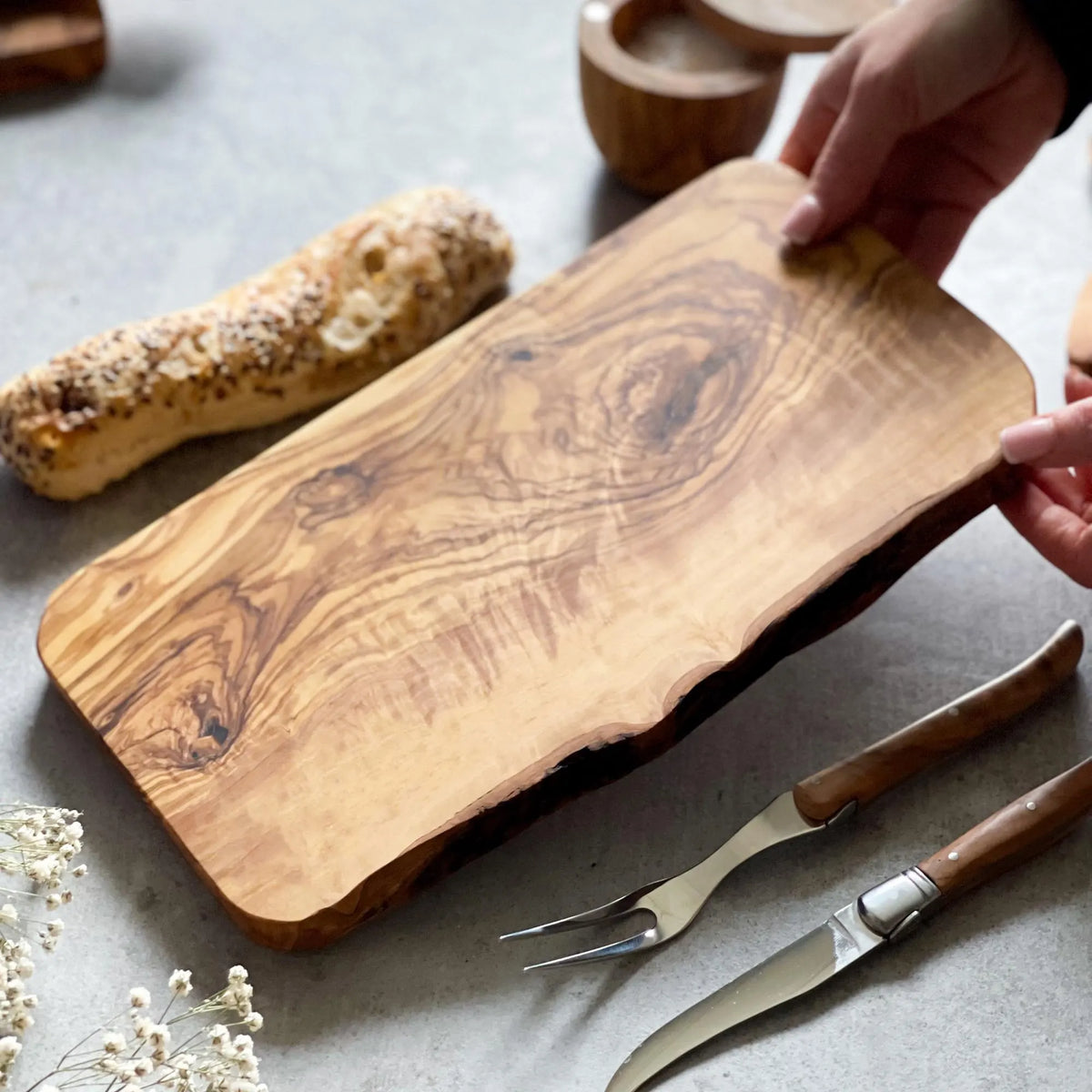 Rustic Olive Wood Cutting, Chopping, Cheese Board | Rustic and Organic Cheeseboard | Sustainable, No Plastic, Glue or Chemicals
