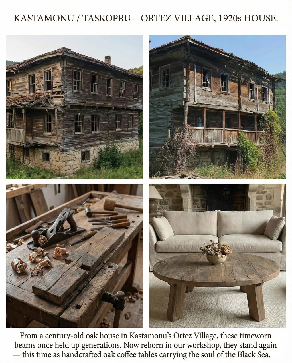 Reclaimed Barn Wood Coffee Table – Rustic round Handmade Wabi Sabi Furniture