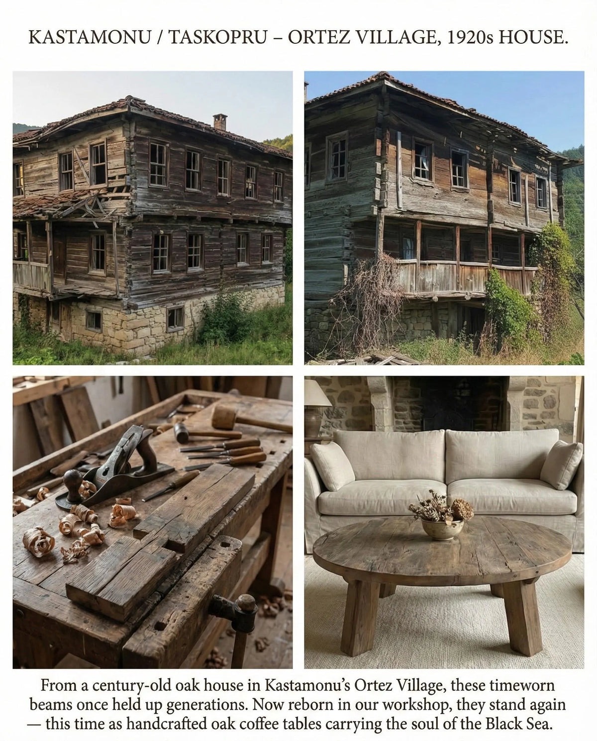 Reclaimed Barn Wood Coffee Table – Rustic round Handmade Wabi Sabi Furniture