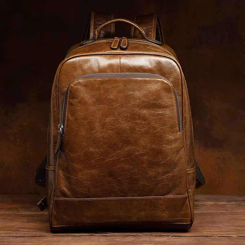 Handmade Leather Backpacks Men and Women'S Leather Leisure Outdoor Travel Bags Business Computer Backpack Tide