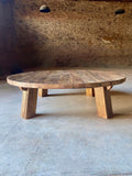 Reclaimed Barn Wood Coffee Table – Rustic round Handmade Wabi Sabi Furniture