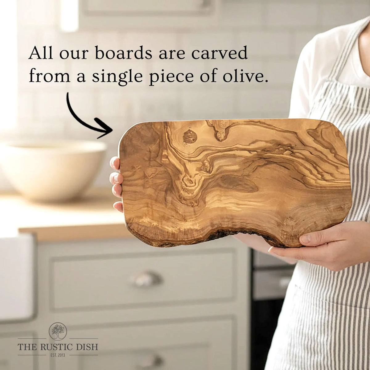 Rustic Olive Wood Cutting, Chopping, Cheese Board | Rustic and Organic Cheeseboard | Sustainable, No Plastic, Glue or Chemicals