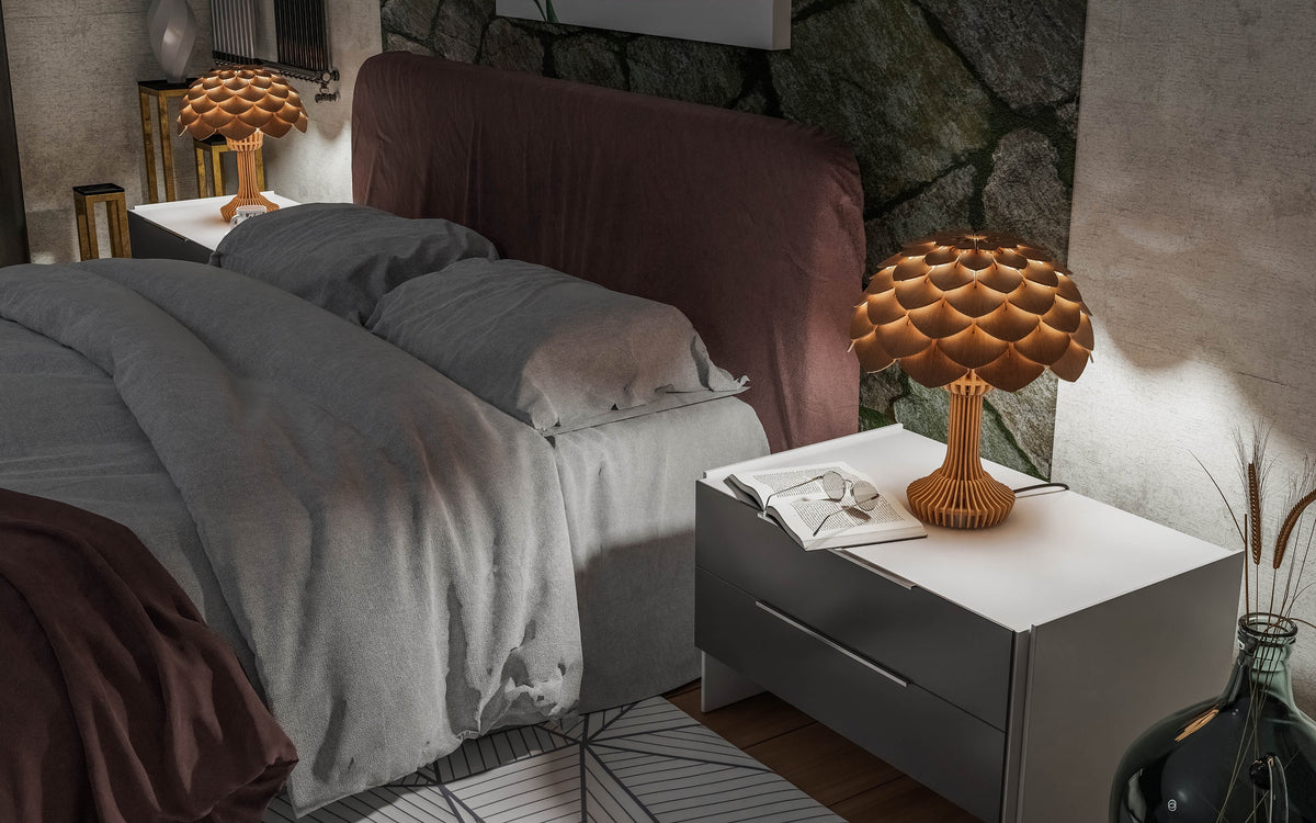 Table Lamp Artisan Walnut Accent Lamp: Handmade Minimalist Lighting