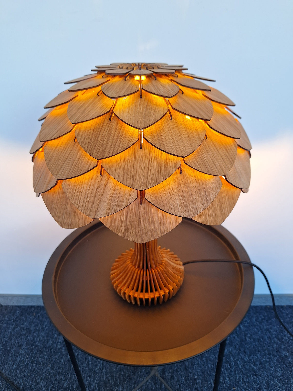 Table Lamp Artisan Walnut Accent Lamp: Handmade Minimalist Lighting