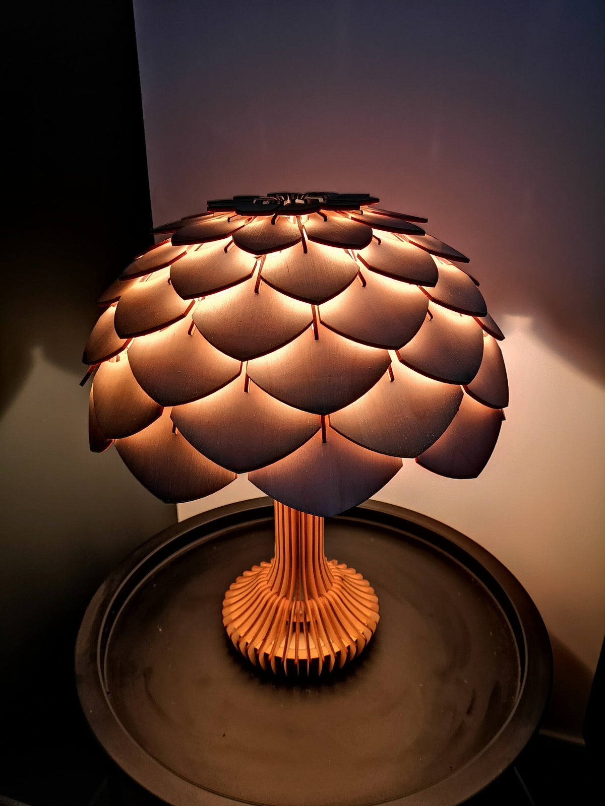 Table Lamp Artisan Walnut Accent Lamp: Handmade Minimalist Lighting