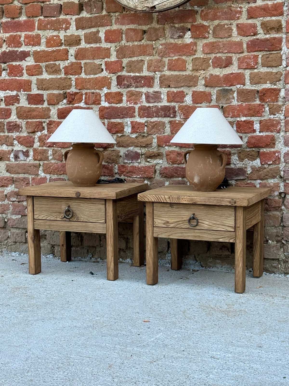 Reclaimed Wood Nightstand Pair - Organic Modern Barnwood Bedside Tables