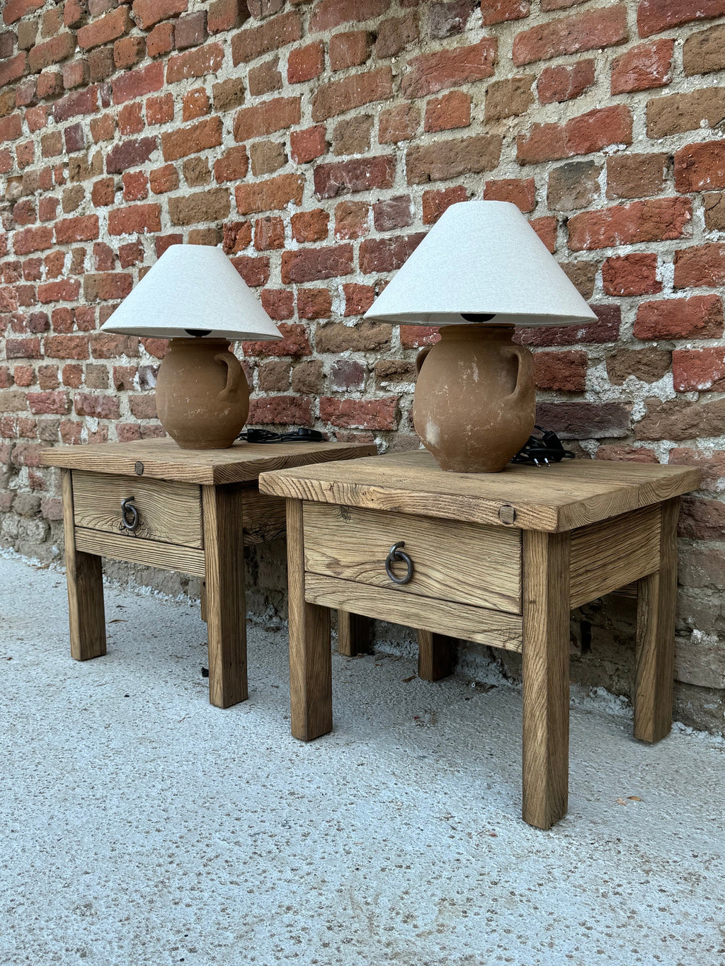 Reclaimed Wood Nightstand Pair - Organic Modern Barnwood Bedside Tables